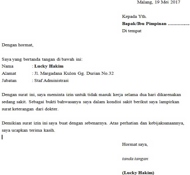 Contoh Surat Izin Tidak Masuk Sekolah Karena Sakit Lewat Whatsapp