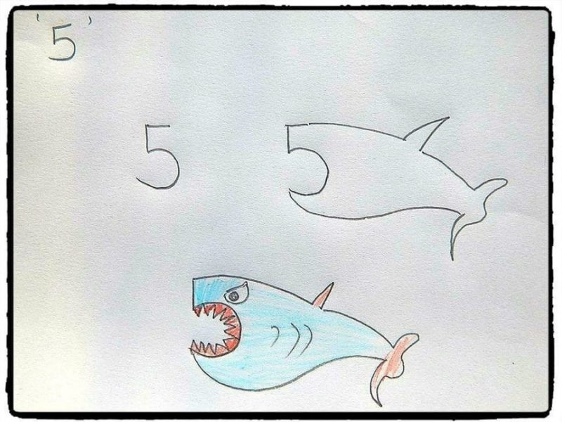 Cara Menggambar Ikan Huruf Angka