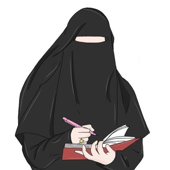 Gambar Kartun Islami Bercadar Belajar