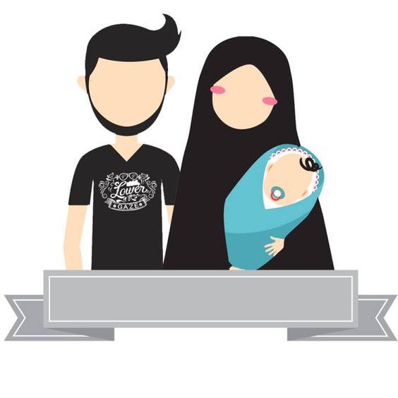 Gambar Kartun Keluarga Islami 
