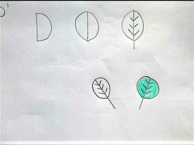 Cara Menggambar Daun Dengan Huruf D