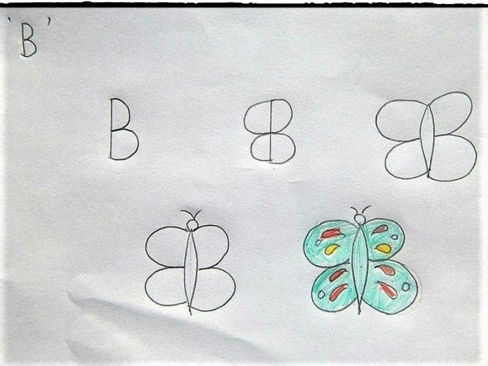 Cara Menggambar Kupu Dengan Huruf B