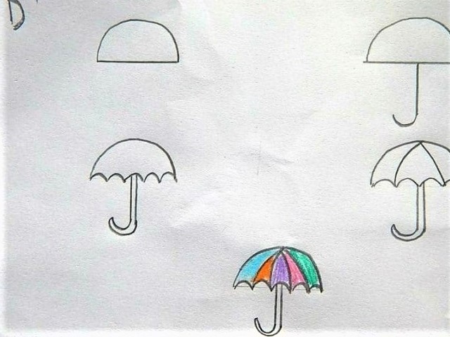 Cara Menggambar Payung Dengan Huruf D