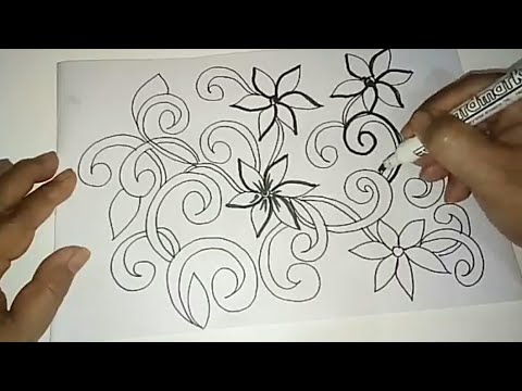 Cara Menggambar Batik Bunga