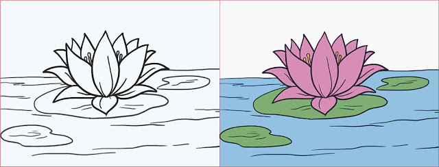 Cara Menggambar Bunga Teratai